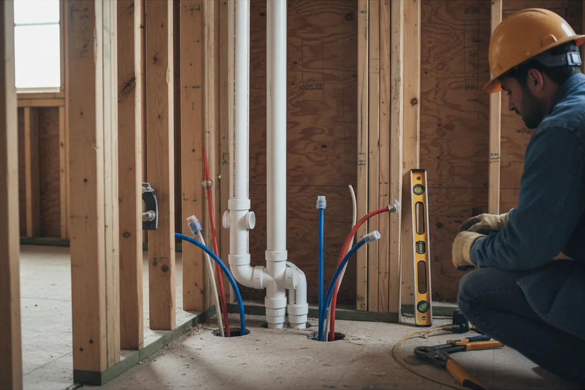Drain and supply rough-in during Drain Cleaning in Glenmont
